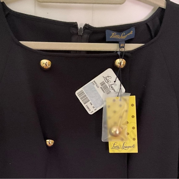 Luisa Spagnoli Mirtillo Black Dress with Bow Belt - Picture 4 of 6